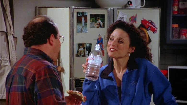 Evian Bottled Water Held by Julia Louis-Dreyfus as Elaine Benes in Seinfeld Season 5 Episode 7 (2)