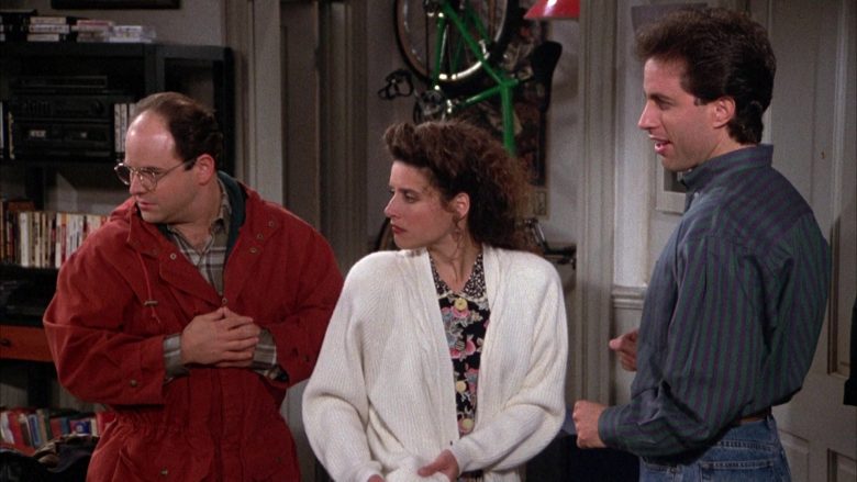 Nautica Chunky Knit Cardigan Sweater Worn by Julia Louis-Dreyfus as Elaine Benes in Seinfeld Season 3 Episode 12 (11)