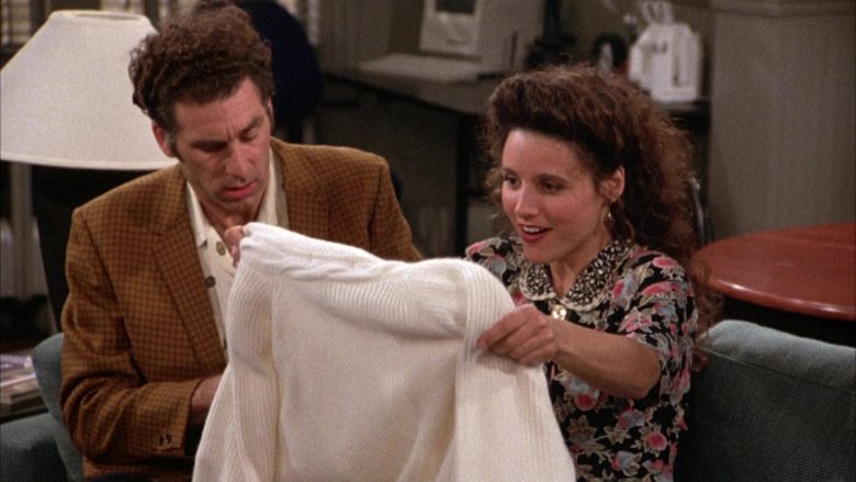 Nautica Chunky Knit Cardigan Sweater Worn by Julia Louis-Dreyfus as Elaine Benes in Seinfeld Season 3 Episode 12 (2)