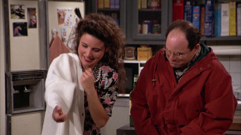 Nautica Chunky Knit Cardigan Sweater Worn by Julia Louis-Dreyfus as Elaine Benes in Seinfeld Season 3 Episode 12 (4)