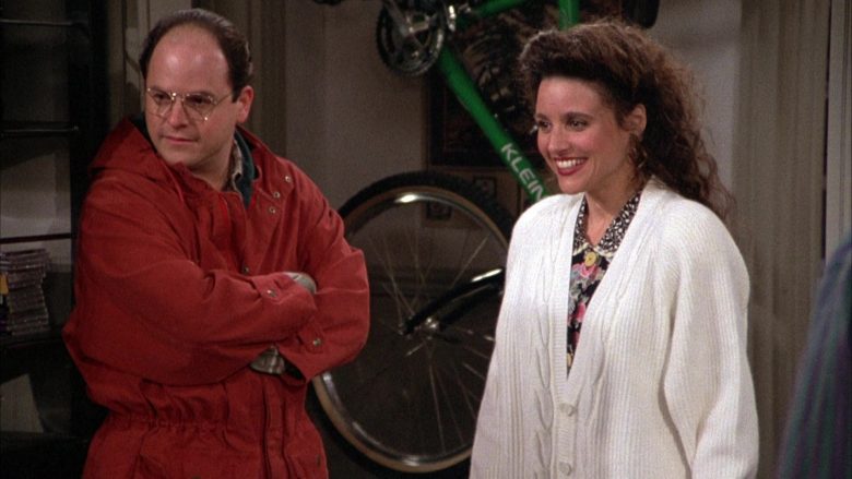 Nautica Chunky Knit Cardigan Sweater Worn by Julia Louis-Dreyfus as Elaine Benes in Seinfeld Season 3 Episode 12 (7)