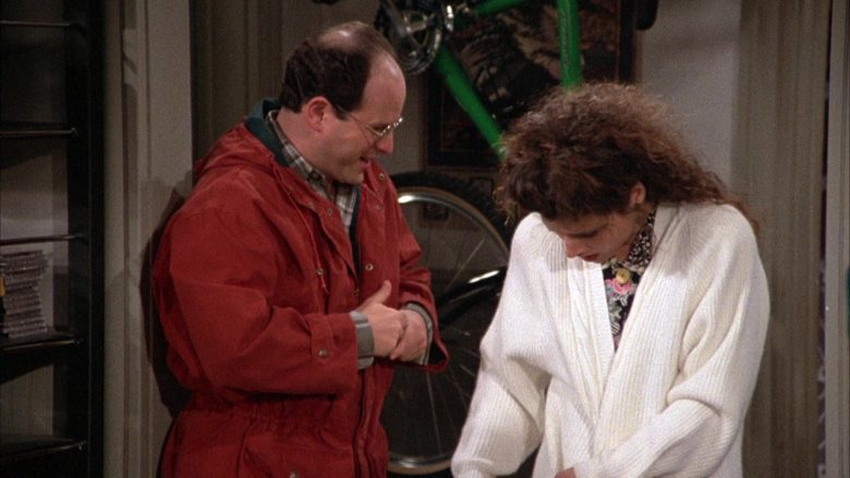 Nautica Chunky Knit Cardigan Sweater Worn by Julia Louis-Dreyfus as Elaine Benes in Seinfeld Season 3 Episode 12 (8)