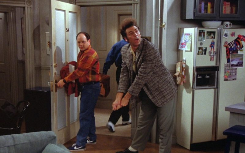 Nike Blue Shoes White Logo Worn by Jason Alexander as George Costanza in Seinfeld Season 5 Episode 14