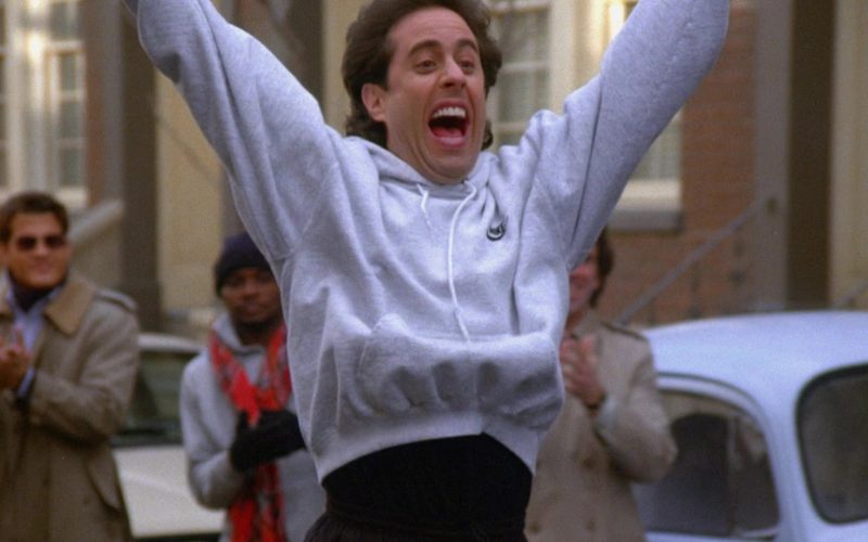 Nike Grey Hoodie Worn by Jerry Seinfeld in Seinfeld Season 9 Episode 21 The Chronicle