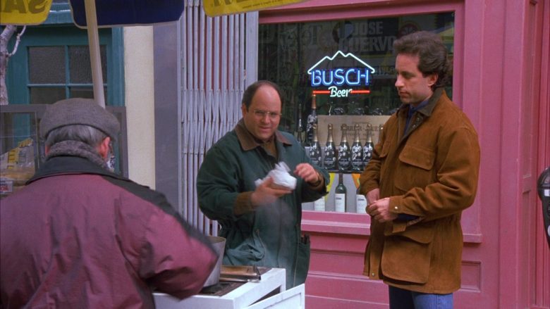 Perrier-Jouët Champagne Bottles and Busch Beer Sign in Seinfeld Season 6 Episode 12