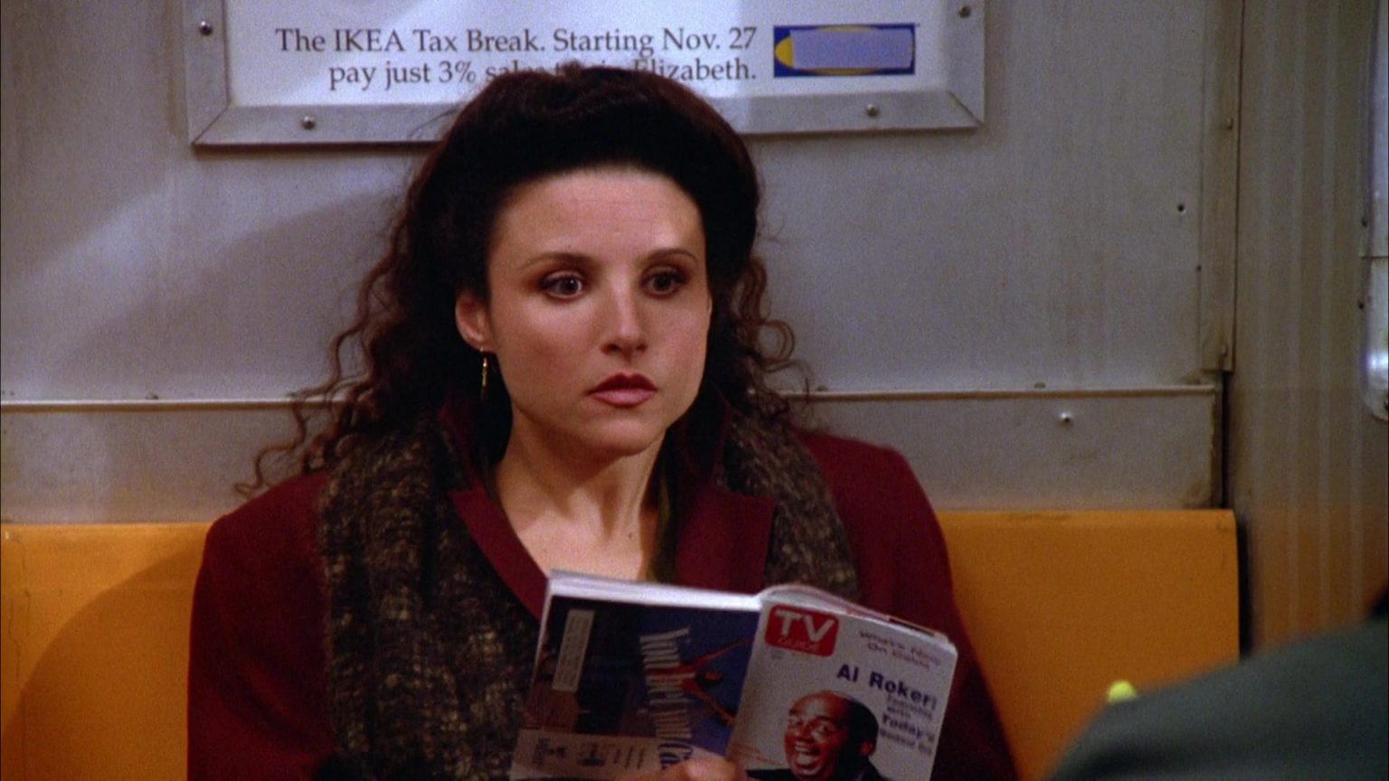 TV Guide Magazine Held By Julia LouisDreyfus As Elaine Benes In Seinfeld Season 5 Episode 10