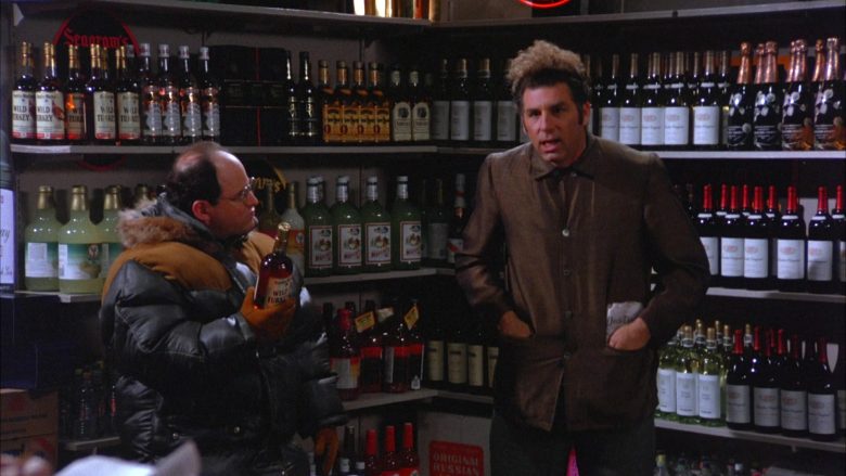 Wild Turkey Bourbon Bottle Held by Jason Alexander as George Costanza in Seinfeld Season 5 Episode 13 (2)