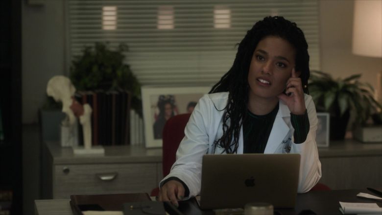 Apple MacBook Laptop Used by Freema Agyeman as Dr. Helen Sharpe in New Amsterdam Season 2 Episode 11 Hiding Behind My Smile (2)
