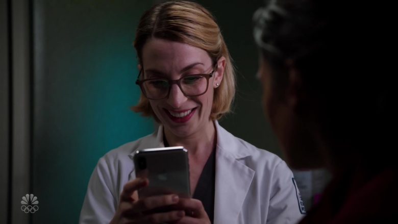 Apple iPhone Smartphone Used by Molly Bernard as Elsa Curry in Chicago Med Season 5 Episode 10 Guess It Doesn’t Matter Anymore