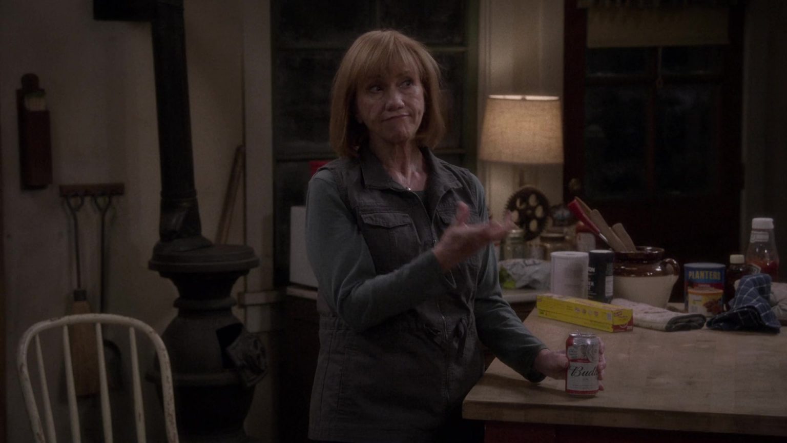 Budweiser Beer Can Held By Kathy Baker As Joanne In The Ranch Season 4