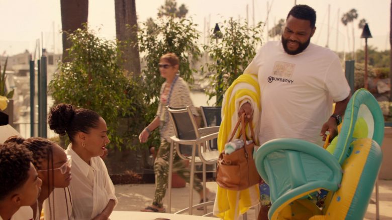 Burberry T-Shirt in White Worn by Anthony Anderson as Dre in Black-ish Season 6 Episode 13 Kid Life Crisis (1)