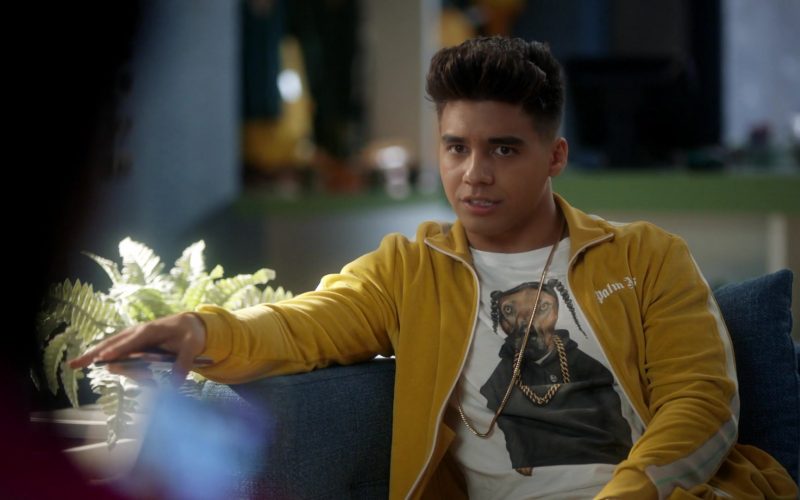 Palm Angels Yellow Jacket Worn by Jordan Buhat as Vivek Shah in Grown-ish Season 3 Episode 2 Damn (2)