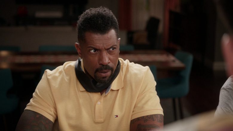 Tommy Hilfiger Yellow Polo Shirt Worn by Deon Cole as Charlie Telphy in Black-ish Season 6 Episode 11 Hair Day (4)