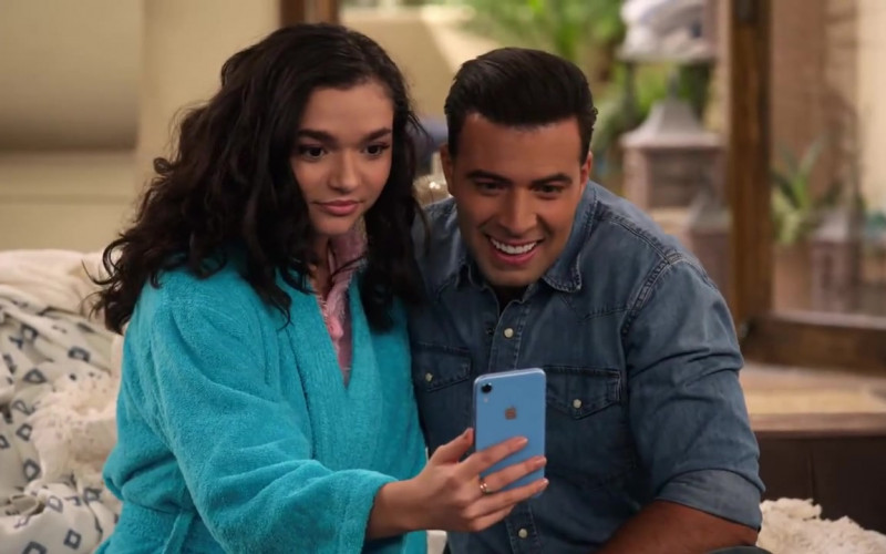 Apple iPhone Blue Smartphone Used by Paulina Chávez in The Expanding Universe of Ashley Garcia Season 1 Episode 1 (2)