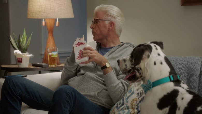 Fold-Pak Take-Out Food Container Held by Ted Danson as Michael in The Good Place Season 4 Episode 13 Whenever You're Ready (2)
