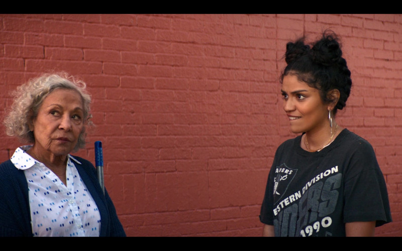 Raiders Black Tee Worn by Karrie Martin as Ana Morales in Gentefied S01E05 "The Mural" (2020)