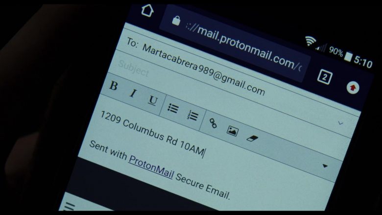 ProtonMail and Gmail in Knives Out (2019)