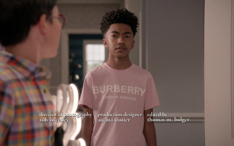 Burberry London England Pink Tee Worn by Miles Brown in Black-ish S06E18 (1)