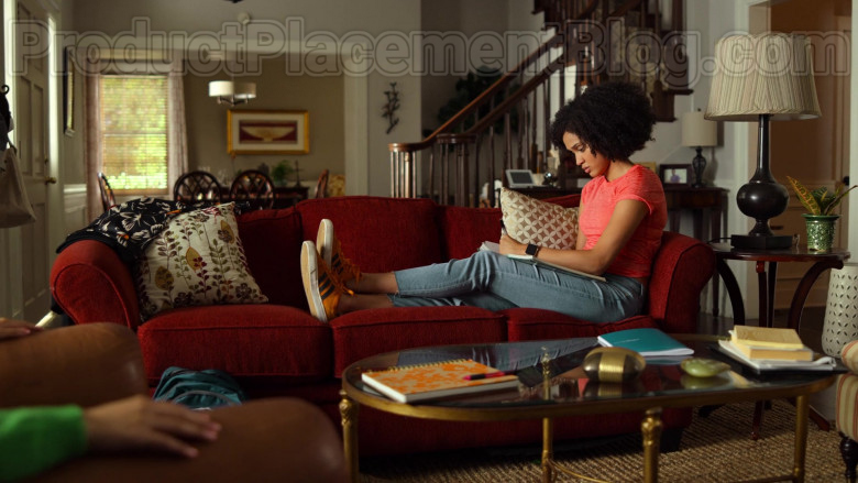 Adidas Gazelle Orange Suede Trainers of Lee Rodriguez as Fabiola in Never Have I Ever S01E05