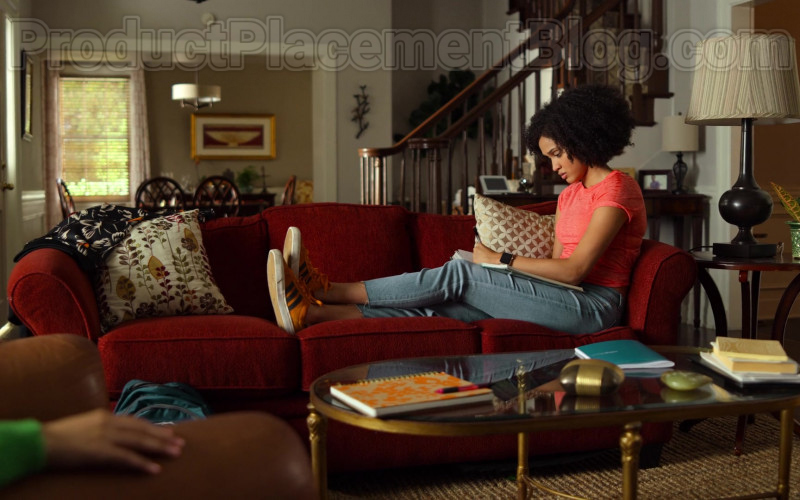 Adidas Gazelle Orange Suede Trainers of Lee Rodriguez as Fabiola in Never Have I Ever S01E05