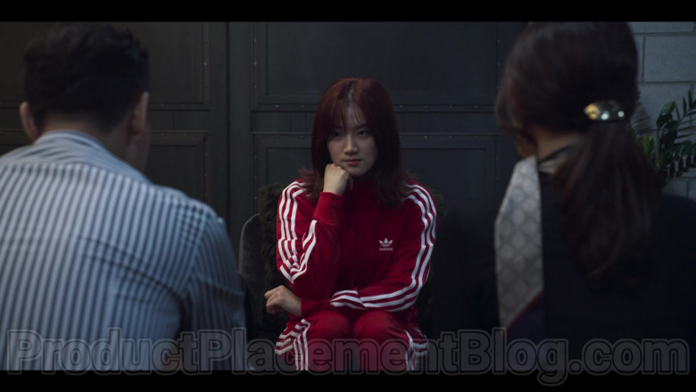 Adidas Women's Red Tracksuit in Extracurricular Netflix Original Korean TV Show (1)