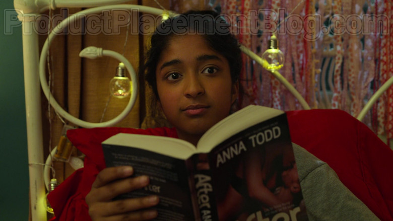 After by Anna Todd Book Held by Maitreyi Ramakrishnan as Devi Vishwakumar in Never Have I Ever S01E02
