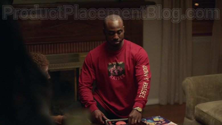 Born x Raised Palms Print Long Sleeve Tee (Burgundy) For Men in Insecure S04E03 (2)