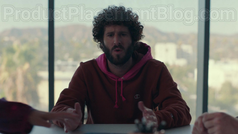 Champion Red Hoodie of Lil Dicky in Dave S01E10 TV Series (1)