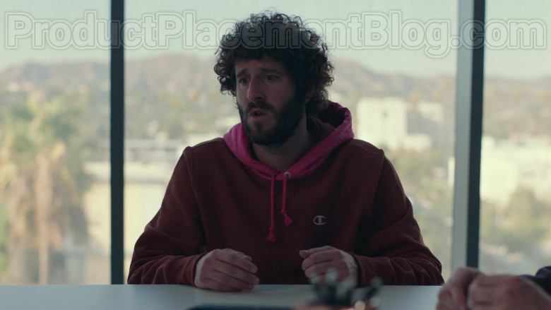 Champion Red Hoodie of Lil Dicky in Dave S01E10 TV Series (2)