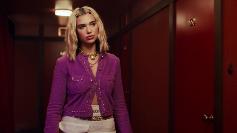 Chanel Purple Cardigan Outfit Worn by Dua Lipa in Break My Heart 2020 (5)