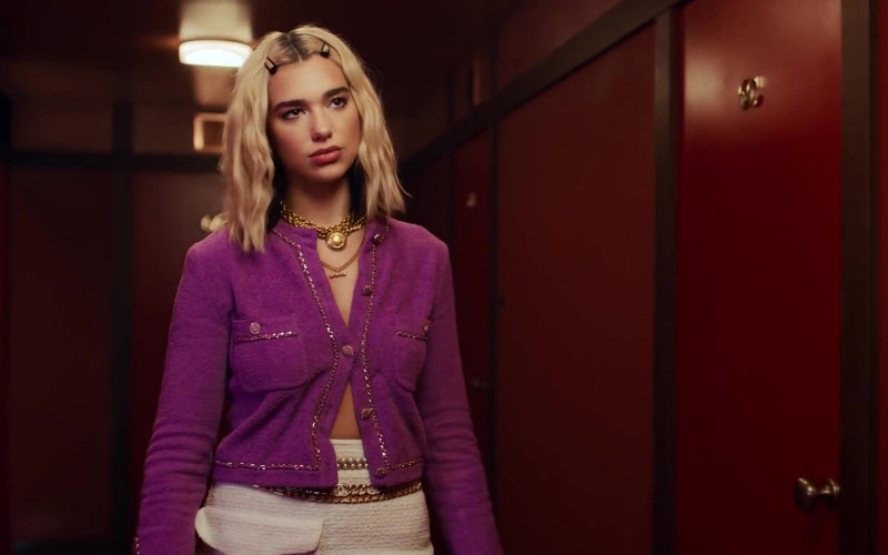 Chanel Purple Cardigan Outfit Worn by Dua Lipa in Break My Heart 2020 (5)