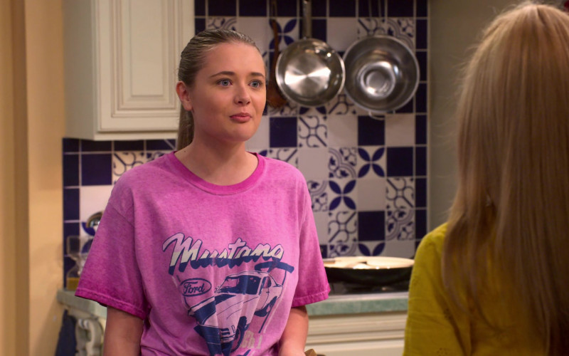 Ford Mustang Pink Tee Worn by Reylynn Caster as Lola in The Big Show Show S01E02
