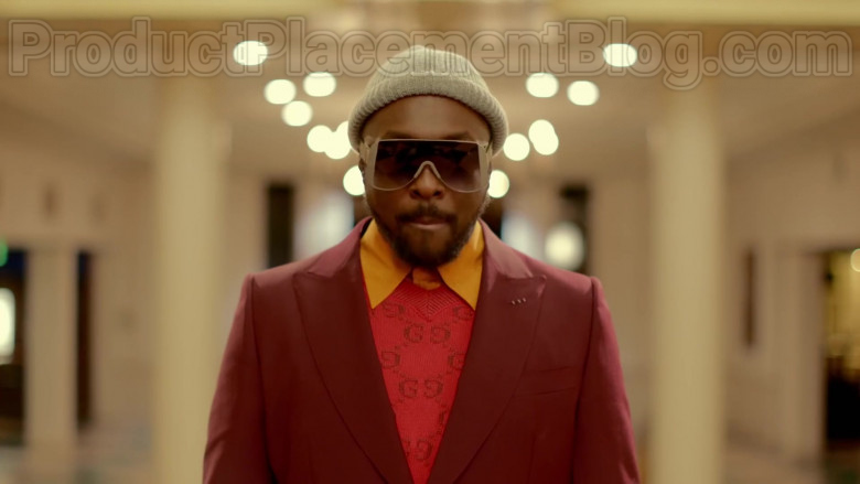 Gucci Men's Red GG Wool V-Neck Sweater in Mamacita by The Black Eyed Peas, Ozuna, J. Rey Soul