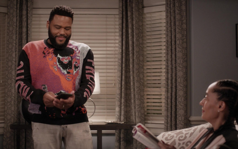 McQ Alexander McQueen Frentic Intarsia Cotton-Blend Jumper of Anthony Anderson in Black-ish S06E20 (3)