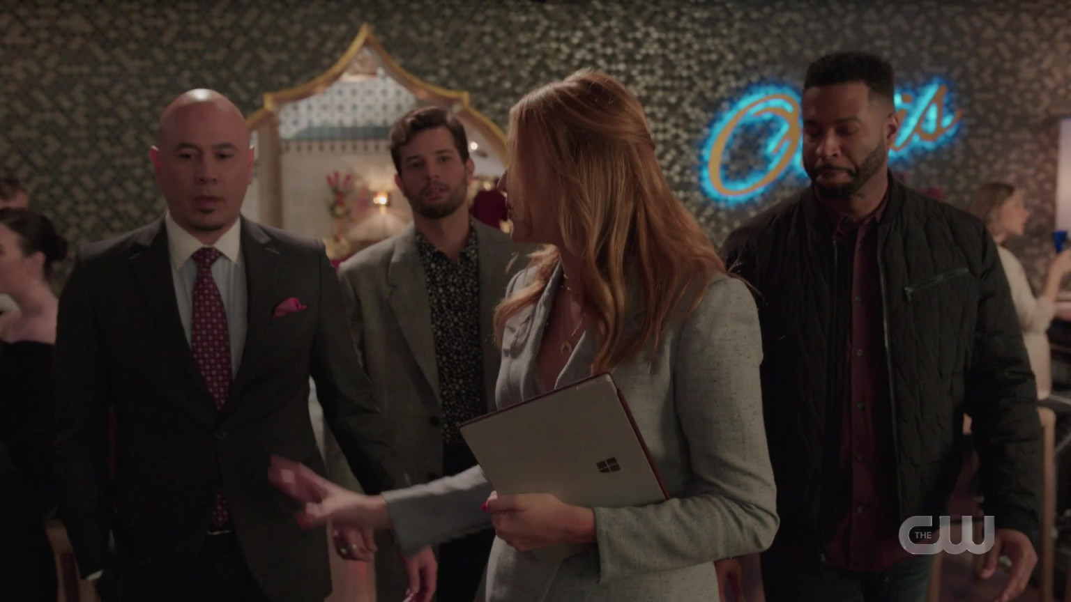 Microsoft Surface Held By Maddison Brown As Kirby Anders In Dynasty