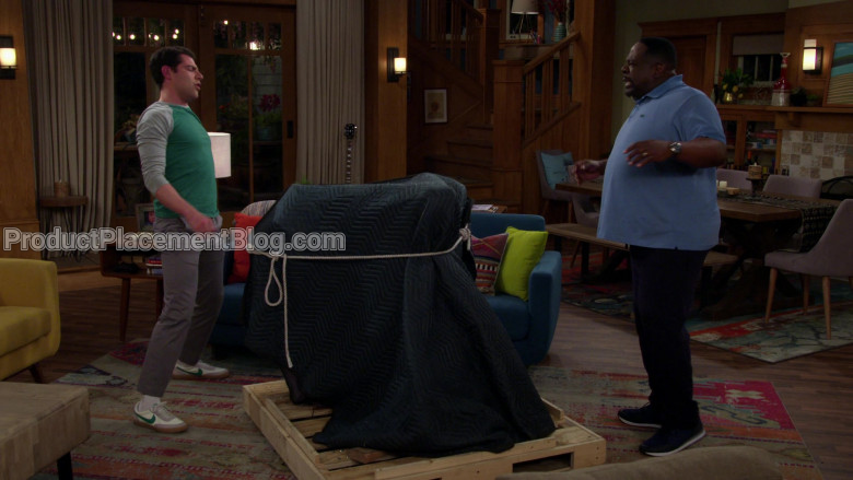 Nike White Shoes With Green Logo Worn by Max Greenfield as Dave Johnson in The Neighborhood S02E20