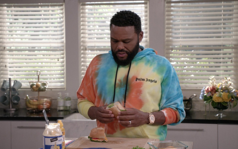 Palm Angels Logo Cotton Hoodie of Anthony Anderson in Black-ish S06E20 (5)