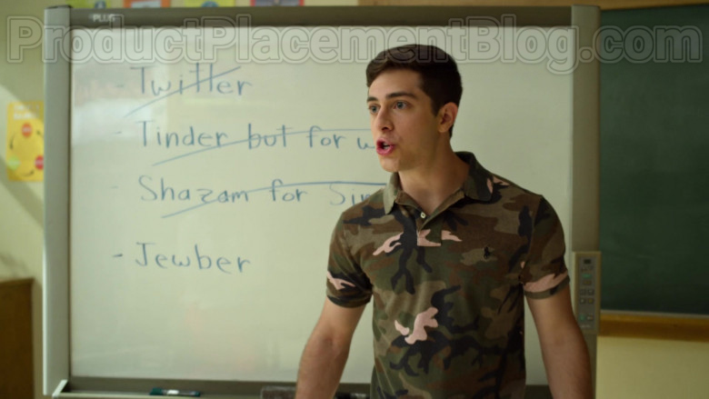 Ralph Lauren Military Print Polo Shirt of Jaren Lewison as Ben Gross in Never Have I Ever S01E03 (1)