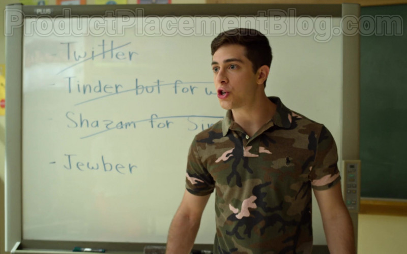 Ralph Lauren Military Print Polo Shirt of Jaren Lewison as Ben Gross in Never Have I Ever S01E03 (1)
