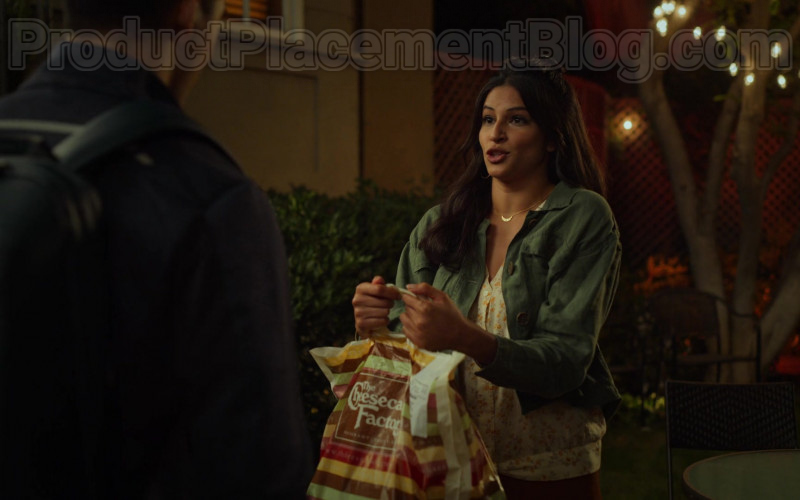 The Cheesecake Factory Restaurant Plastic Bags Held by Richa Shukla as Kamala in Never Have I Ever S01E03