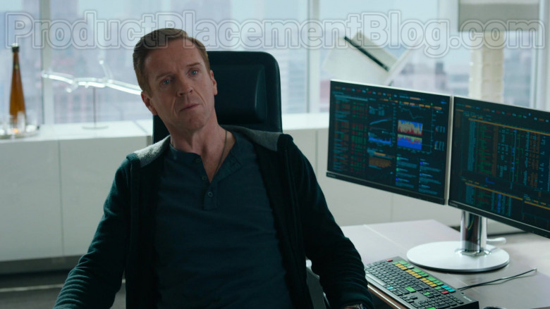 Actor Damian Lewis as Robert ‘Bobby' Axelrod Using Bloomberg Terminals in Billions S05E0 TV Series