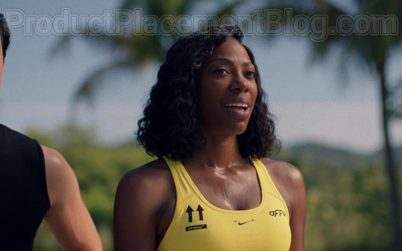 Actress Wearing Nike Off-White Yellow Sports Bra Outfit in Insecure S04E07 TV Show (3)
