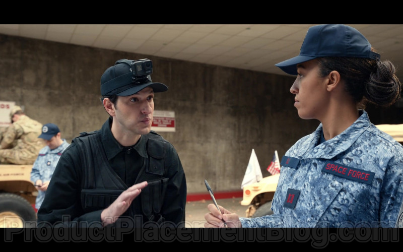 Ben Schwartz as F. Tony Scarapiducci Using GoPro Camera in Space Force S01E05 Netflix TV Show (1)