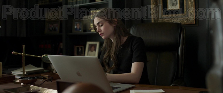 Lily Collins as Lauren Monroe Using Apple MacBook Pro Laptop in Inheritance Movie (1)