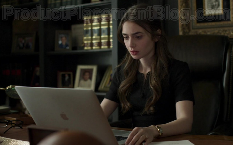 Lily Collins as Lauren Monroe Using Apple MacBook Pro Laptop in Inheritance Movie (2)