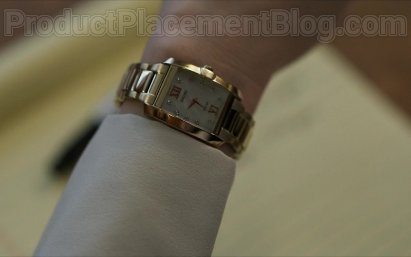 Lily Collins as Lauren Monroe Wearing Seiko Solar Women’s Gold Wrist Watch in Inheritance Movie (1)