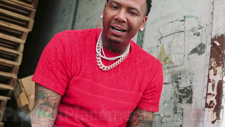 Moneybagg Yo Wearing Dior Red Tee Outfit in Me Vs Me 2020 Music Video
