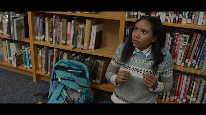 Actress Using Jansport Blue Backpack in 13 Reasons Why S04E03 Valentine's Day (2020)