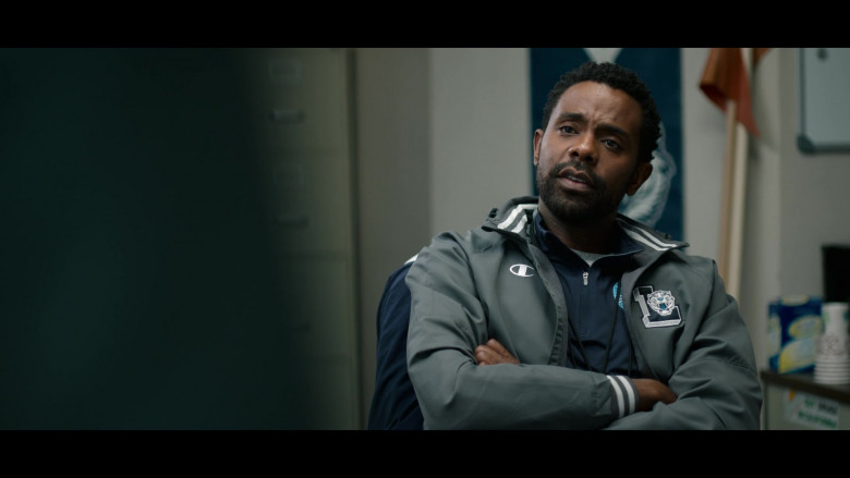 Brandon Scott as Coach Kerba Wearing Champion Jacket in 13 Reasons Why S04E03 TV Show