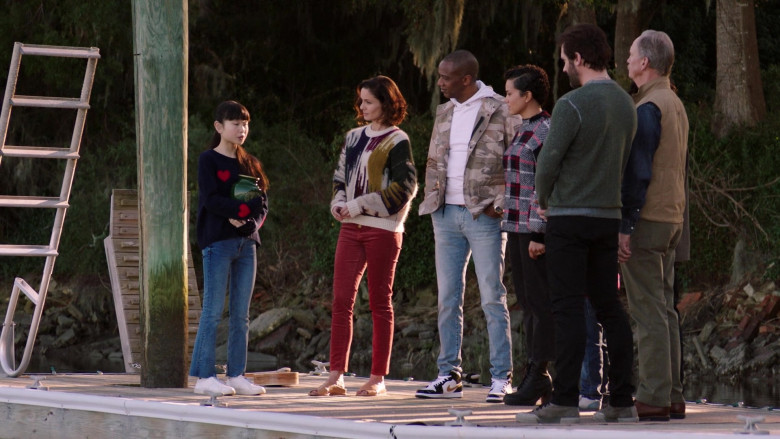J. August Richards Wearing White Hoodie, Military Print Jacket, Blue Jeans Outfit and Air Jordan 1 Shoes in Council of Dads S01E06 TV Show (1)